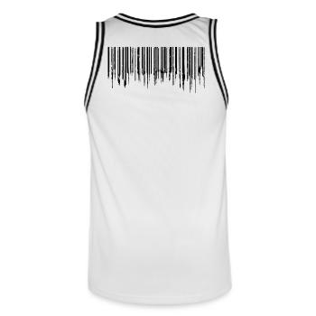 Barcode - Black - Men's Basketball Jersey - white/black - Back - AI Model Male 185 dark (185cm)