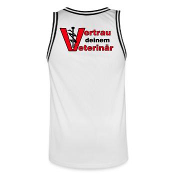Veterinär Vertrauen - Tierarztmotiv - Männer Basketball-Trikot - Weiß/Schwarz - Hinten - AI Model Male 185 dark (185cm)