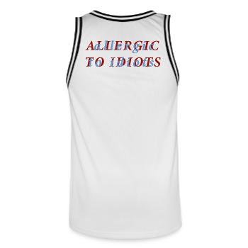 Chemise drôle allergique aux idiots - Maillot de basket Homme - blanc/noir - Dos - AI Model Male 185 dark (185cm)