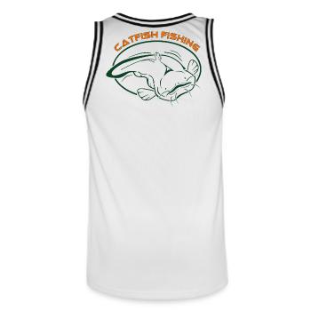 Fische_002_catfish_fishing_001 - Maillot de basket Homme - blanc/noir - Dos - AI Model Male 185 dark (185cm)