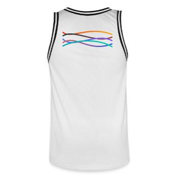 Vagues colorées - Maillot de basket Homme - blanc/noir - Dos - AI Model Male 185 dark (185cm)