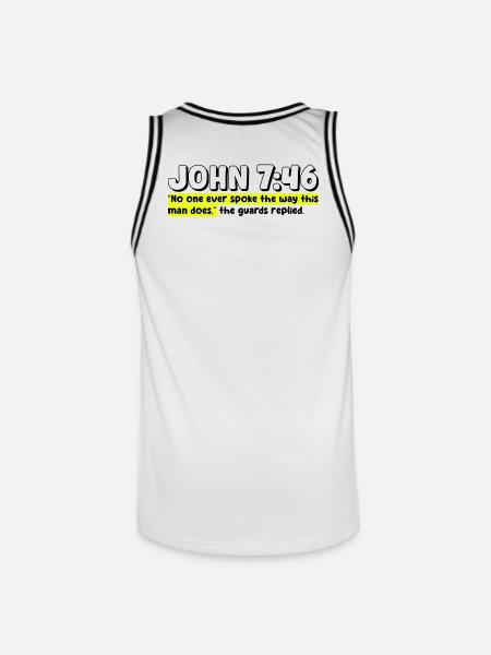 John 7:46 | Bible Quote - Men's Basketball Jersey - white/black
