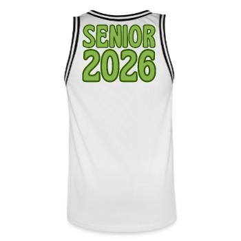 Art texte rétro vert 2026 Senior - Maillot de basket Homme - blanc/noir - Dos - AI Model Male 185 dark (185cm)