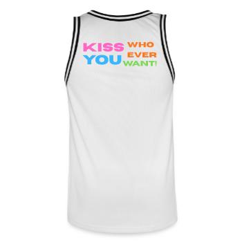 Pride / CSD / LGBTQ+ Design "Kiss" - Männer Basketball-Trikot - Weiß/Schwarz - Hinten - AI Model Male 185 dark (185cm)
