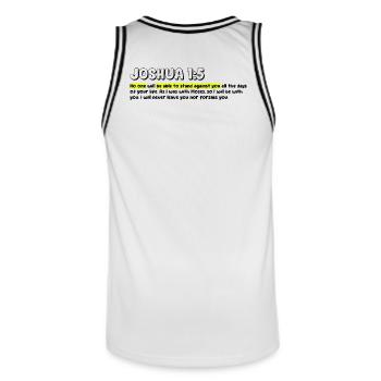 Personne ne pourra s’opposer | Citation de la Bible - Maillot de basket Homme - blanc/noir - Dos - AI Model Male 185 dark (185cm)