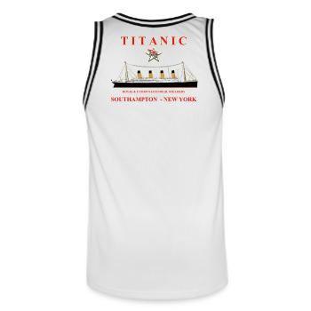 TITANISCHE SCHÖPFUNG Louis RUNEMBERG © Adagp - Männer Basketball-Trikot - Weiß/Schwarz - Hinten - AI Model Male 185 dark (185cm)