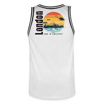 London Silhouette Vintage Sonnenuntergang - Männer Basketball-Trikot - Weiß/Schwarz - Hinten - AI Model Male 185 dark (185cm)