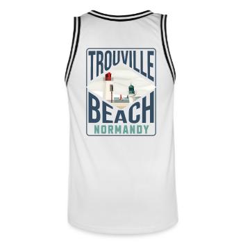 Trouville beach Normandy blc - Men's Basketball Jersey - white/black - Back - AI Model Male 185 dark (185cm)