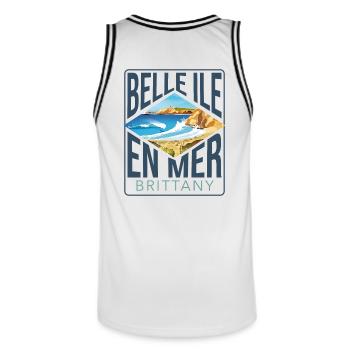Schöne Insel auf dem Meer - Männer Basketball-Trikot - Weiß/Schwarz - Hinten - AI Model Male 185 dark (185cm)