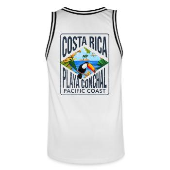 Costa Rica playa conchal Copy - Maillot de basket Homme - blanc/noir - Dos - AI Model Male 185 dark (185cm)