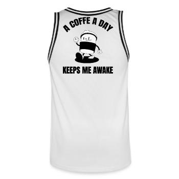 A coffee a day - Männer Basketball-Trikot - Weiß/Schwarz - Hinten - AI Model Male 185 dark (185cm)