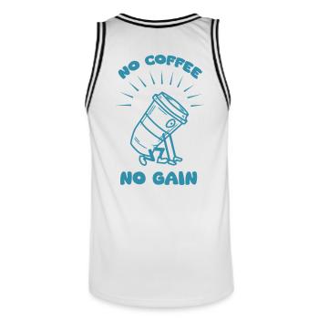 no coffee no gain - Men's Basketball Jersey - white/black - Back - AI Model Male 185 dark (185cm)