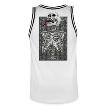 Skelett Motor Herz - Männer Basketball-Trikot - Weiß/Schwarz - Hinten - AI Model Male 185 dark (185cm)