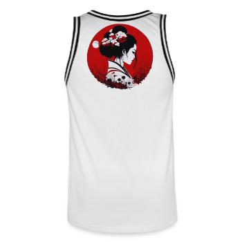 japanese girl - Men's Basketball Jersey - white/black - Back - AI Model Male 185 dark (185cm)