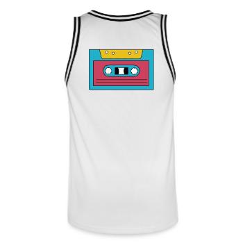 Kassette - Männer Basketball-Trikot - Weiß/Schwarz - Hinten - AI Model Male 185 dark (185cm)