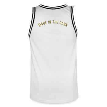 MADE IN THE DARK - Motivation - Men's Basketball Jersey - white/black - Back - AI Model Male 185 dark (185cm)