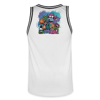 Monster fantasy doodle art drawing characters - Men's Basketball Jersey - white/black - Back - AI Model Male 185 dark (185cm)