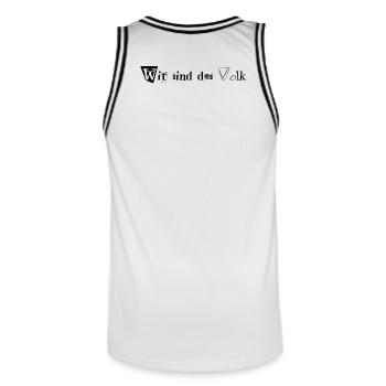 Wir sind das Volk - Männer Basketball-Trikot - Weiß/Schwarz - Hinten - AI Model Male 185 dark (185cm)