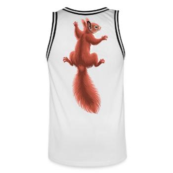 Süßes kletterndes rotes Eichhörnchen - Männer Basketball-Trikot - Weiß/Schwarz - Hinten - AI Model Male 185 dark (185cm)