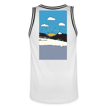 Sunrise over Bergen - Men's Basketball Jersey - white/black - Back - AI Model Male 185 dark (185cm)