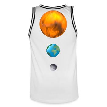 Boule De Feu, Terre, Lune, Soleil - Maillot de basket Homme - blanc/noir - Dos - AI Model Male 185 dark (185cm)