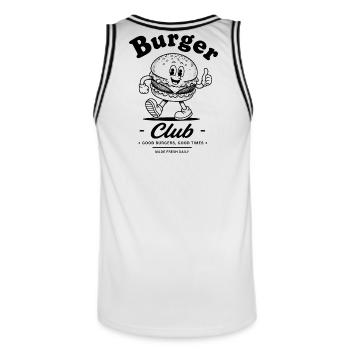 Burger Club - Good Burgers and Good Times - Männer Basketball-Trikot - Weiß/Schwarz - Hinten - AI Model Male 185 dark (185cm)