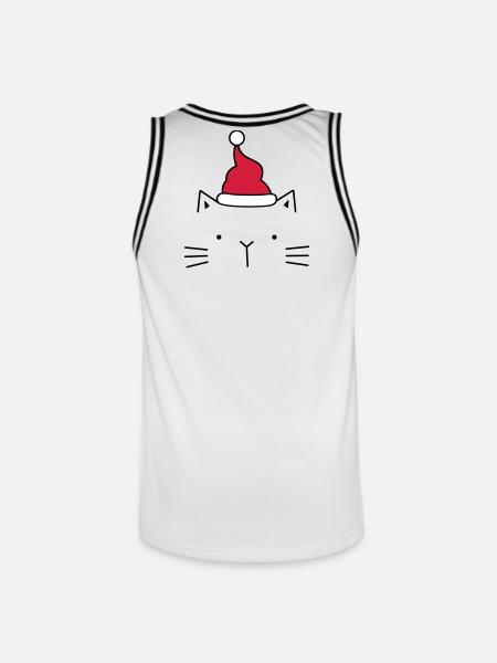 Cat Santa Claus Christmas hat Christmas - Men's Basketball Jersey - white/black