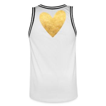 Herz gold Symbol Liebe Geschenkidee - Männer Basketball-Trikot - Weiß/Schwarz - Hinten - AI Model Male 185 dark (185cm)
