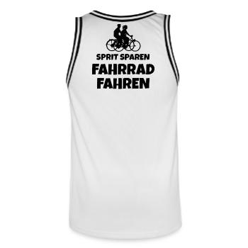 Sprit sparen - Fahrrad fahren Fahrradfahrer Spruch - Männer Basketball-Trikot - Weiß/Schwarz - Hinten - AI Model Male 185 dark (185cm)