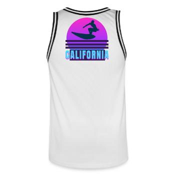 Californie, California, surf - Maillot de basket Homme - blanc/noir - Dos - AI Model Male 185 dark (185cm)