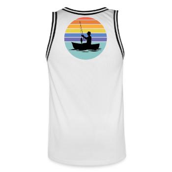 pêche, pêcheur, canne à pêche - Maillot de basket Homme - blanc/noir - Dos - AI Model Male 185 dark (185cm)