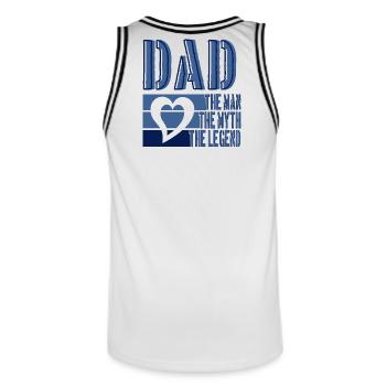 PAPA THE MAN THE MYTH THE LEGEND BLUE HEART - Men's Basketball Jersey - white/black - Back - AI Model Male 185 dark (185cm)