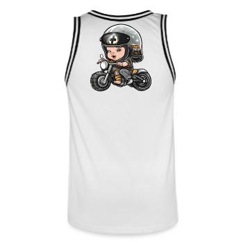 bébé motard, futur motard, baby biker - Maillot de basket Homme - blanc/noir - Dos - AI Model Male 185 dark (185cm)