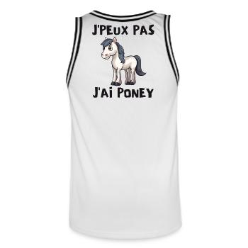 poney, cheval, poney club - Maillot de basket Homme - blanc/noir - Dos - AI Model Male 185 dark (185cm)