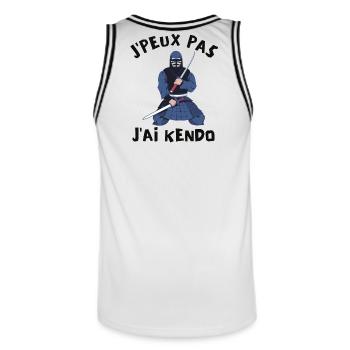 kendo, art martial, club de kendo - Maillot de basket Homme - blanc/noir - Dos - AI Model Male 185 dark (185cm)