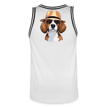 Cavalier King Charles, Beagle, Dog - Men's Basketball Jersey - white/black - Back - AI Model Male 185 dark (185cm)