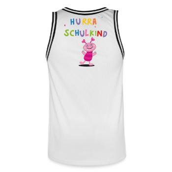 Hurra Schulkind - Männer Basketball-Trikot - Weiß/Schwarz - Hinten - AI Model Male 185 dark (185cm)