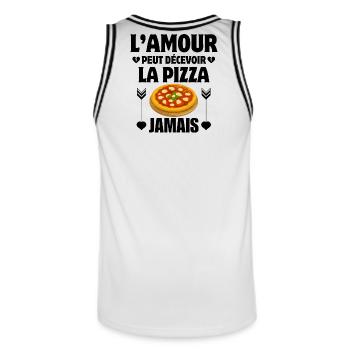 Pizza, Pizza-Fan, Pizza-Esser - Männer Basketball-Trikot - Weiß/Schwarz - Hinten - AI Model Male 185 dark (185cm)
