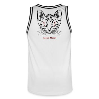 Katze, feine Miez - Männer Basketball-Trikot - Weiß/Schwarz - Hinten - AI Model Male 185 dark (185cm)