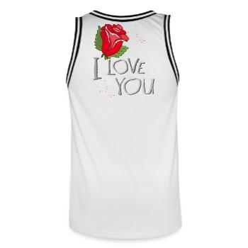 i love you Liebe Rose - Männer Basketball-Trikot - Weiß/Schwarz - Hinten - AI Model Male 185 dark (185cm)