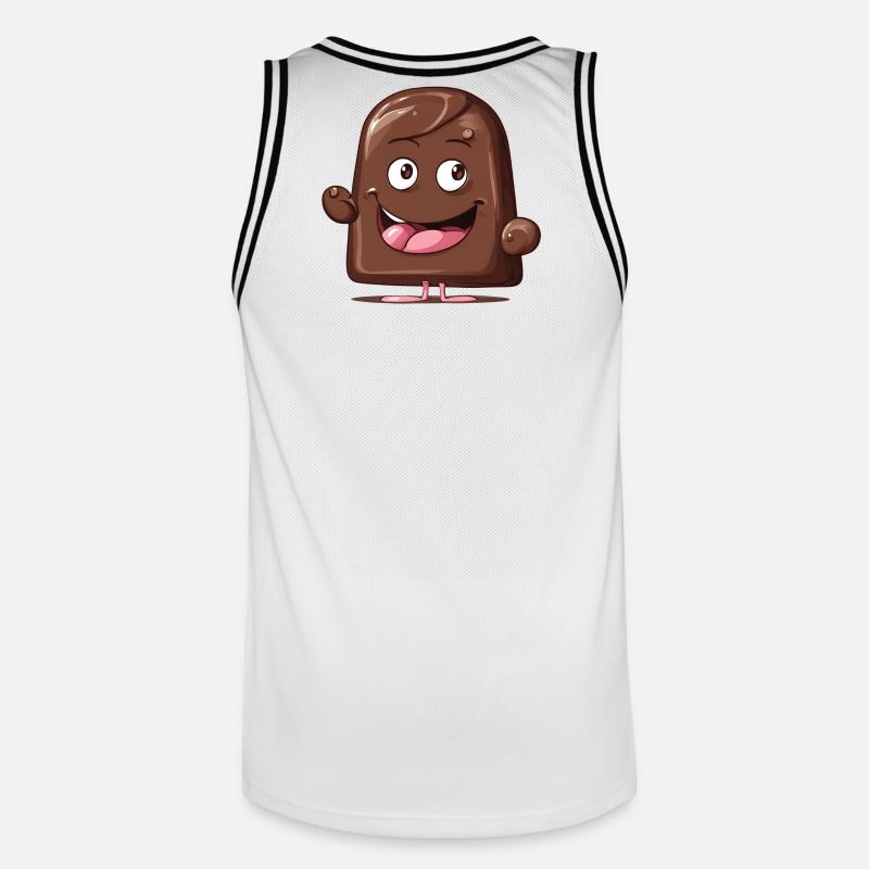 chocolat, j'aime le chocolat, j'adore le chocolat - Maillot de basket Homme - blanc/noir