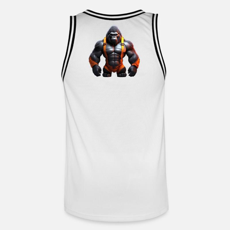 Gorille Force Primate idéal cadeau - Maillot de basket Homme - blanc/noir