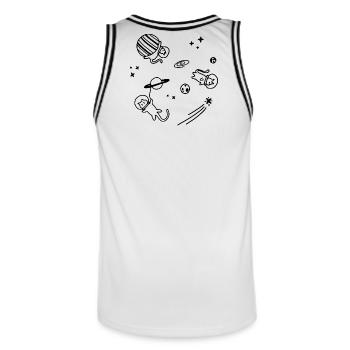 L’univers des chats | Univers des chats | Dessin au trait d’esquisse - Maillot de basket Homme - blanc/noir - Dos - AI Model Male 185 dark (185cm)