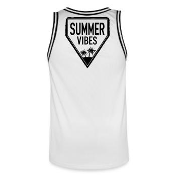 SUMMER VIBES design with cool lettering - Männer Basketball-Trikot - Weiß/Schwarz - Hinten - AI Model Male 185 dark (185cm)