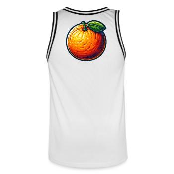 Bunt illustriertes Orange - Männer Basketball-Trikot - Weiß/Schwarz - Hinten - AI Model Male 185 dark (185cm)