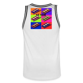 Bunte Sushi-Design mit Pop-Art-Stil - Männer Basketball-Trikot - Weiß/Schwarz - Hinten - AI Model Male 185 dark (185cm)