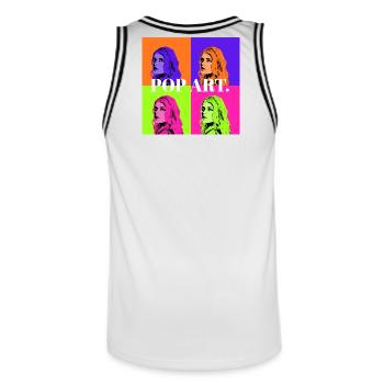 Pop Art Woman Portrait in Pastel Colors - Men's Basketball Jersey - white/black - Back - AI Model Male 185 dark (185cm)
