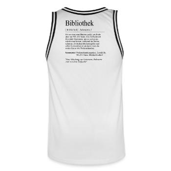 Unispruch "Bibliothek" Student Geschenk, Studenten - Männer Basketball-Trikot - Weiß/Schwarz - Hinten - AI Model Male 185 dark (185cm)