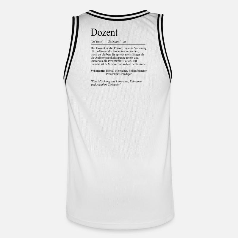Unispruch "Dozent" Student Geschenk, Studenten - Männer Basketball-Trikot - Weiß/Schwarz
