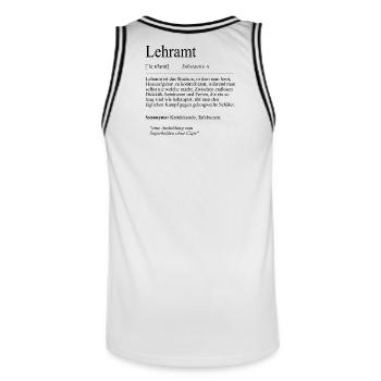 Unispruch "Lehramt" Student Geschenk, Studenten - Männer Basketball-Trikot - Weiß/Schwarz - Hinten - AI Model Male 185 dark (185cm)